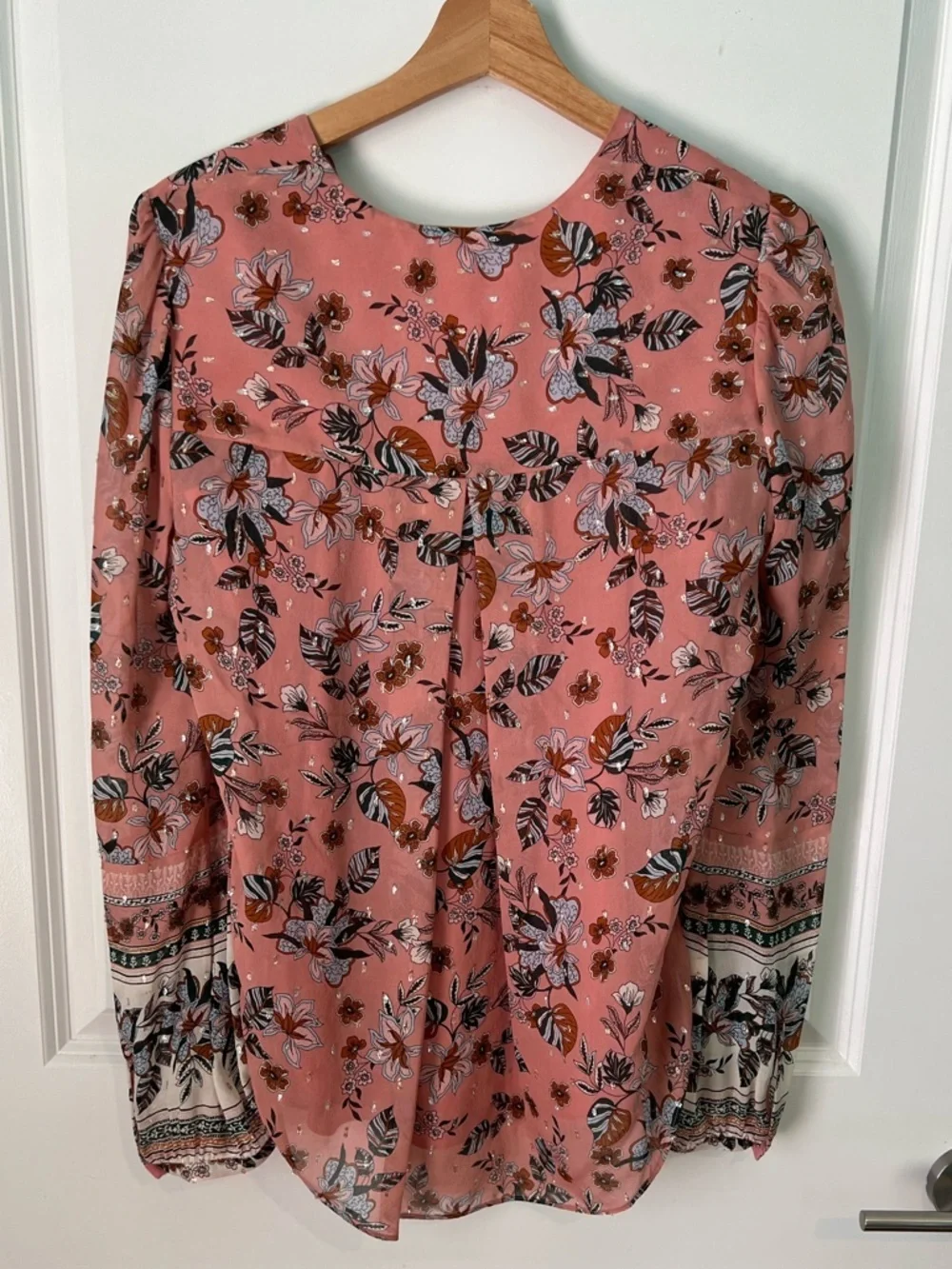 Veronica Beard Lowell Floral-print Silk-blend Georgette Blouse in Mauve Multi - Picture 7 of 9